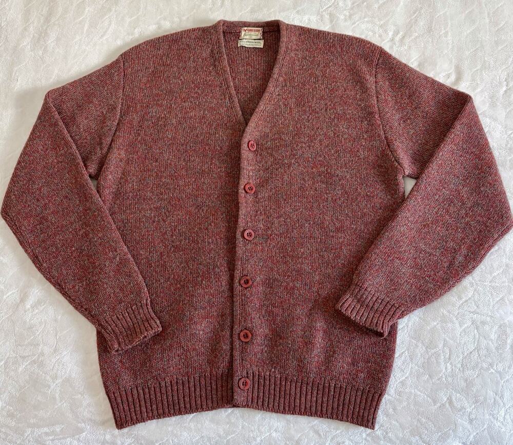 VTG McGregor Sportswear Size M Virgin Wool Cardigan Made in USA Grunge Shaggy